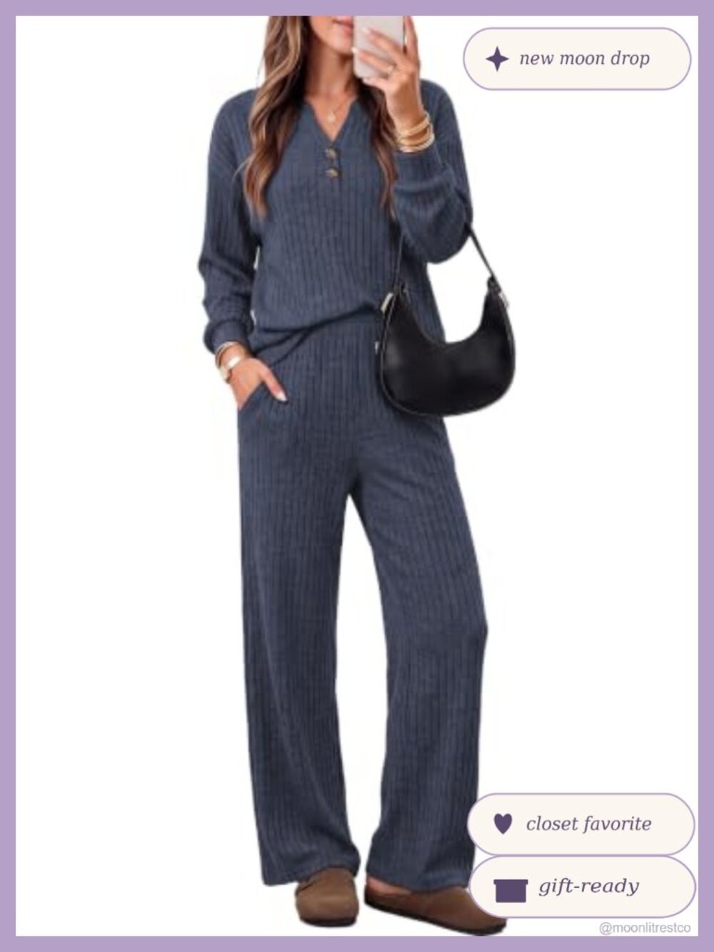 Women's 2 Piece Lounge Set Sweater and Wide Leg Pants Cozy Fall Outfit